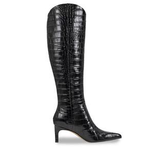 Marc Fisher Croc Embossed Leather Point Toe Stiletto Knee High Boots US 11 NEW